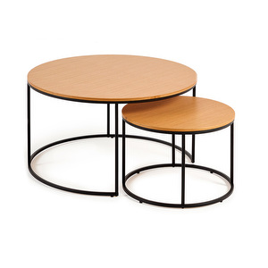 Yoana Side Table Set, Oak/Black, 2 pcs