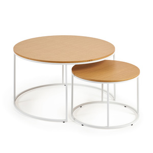 Yoana Side Table Set, Oak/White, 2 pcs