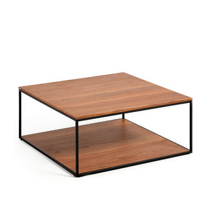 Yoana Coffee Table, Walnut/Black, 80 x 80 cm