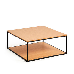 Yoana Coffee Table, Oak/Black, 80 x 80 cm