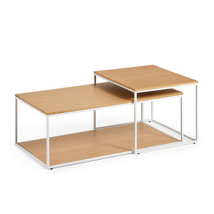 Yoana Coffee Table Set, Oak/White, 80 x 80 cm, 2 pcs