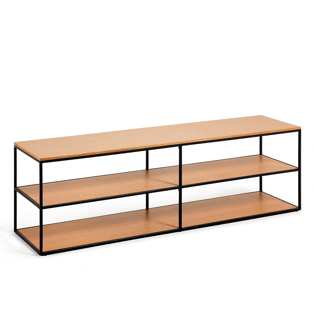 Kave Home Yoana TV Stand Oak/Black, 160 x 40 cm