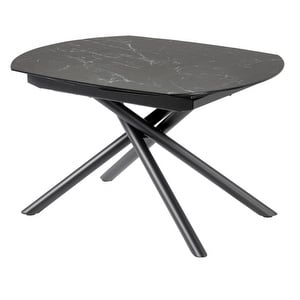 Yodalia- jatkettava ruokapöytä, keraaminen / musta metalli, 100 x 130/190 cm