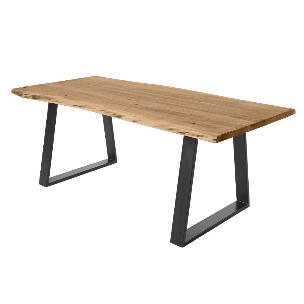 Kave Home Alaia Dining Table Acacia / Black Steel, 160 x 90 cm