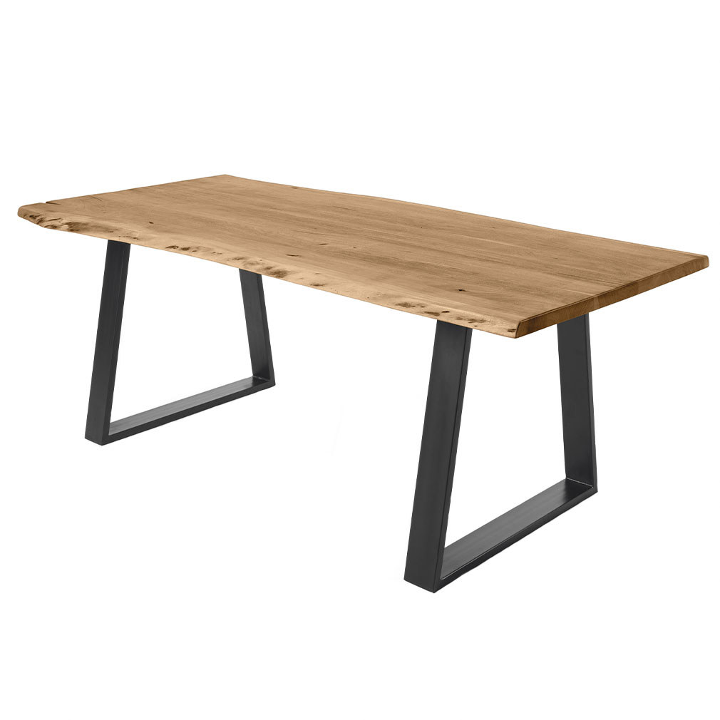 Kave Home Alaia Dining Table Acacia / Black Steel, 200 x 95 cm