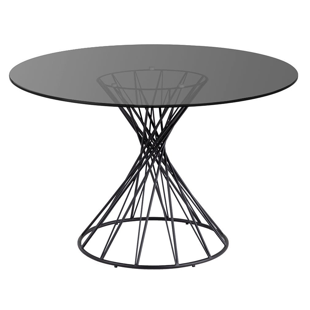 Kave Home Niut-ruokapöytä musta/lasi, ∅ 120 cm
