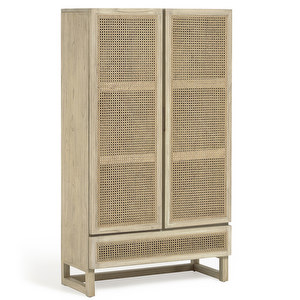 Rexit Wardrobe, Mindi Wood / Rattan, 90 x 160 cm