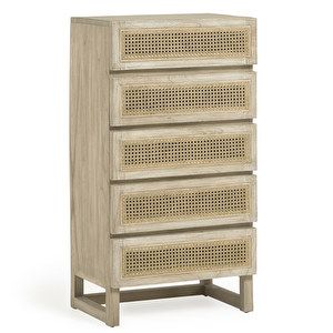 Rexit Chest of Drawers, Mindi Wood / Rattan, 60 x 113 cm