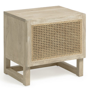 Rexit Bedside Table, Mindi Wood / Rattan