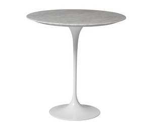 Tulppaani-sivupöytä, valkoinen/valkoinen marmori, ⌀ 51 cm