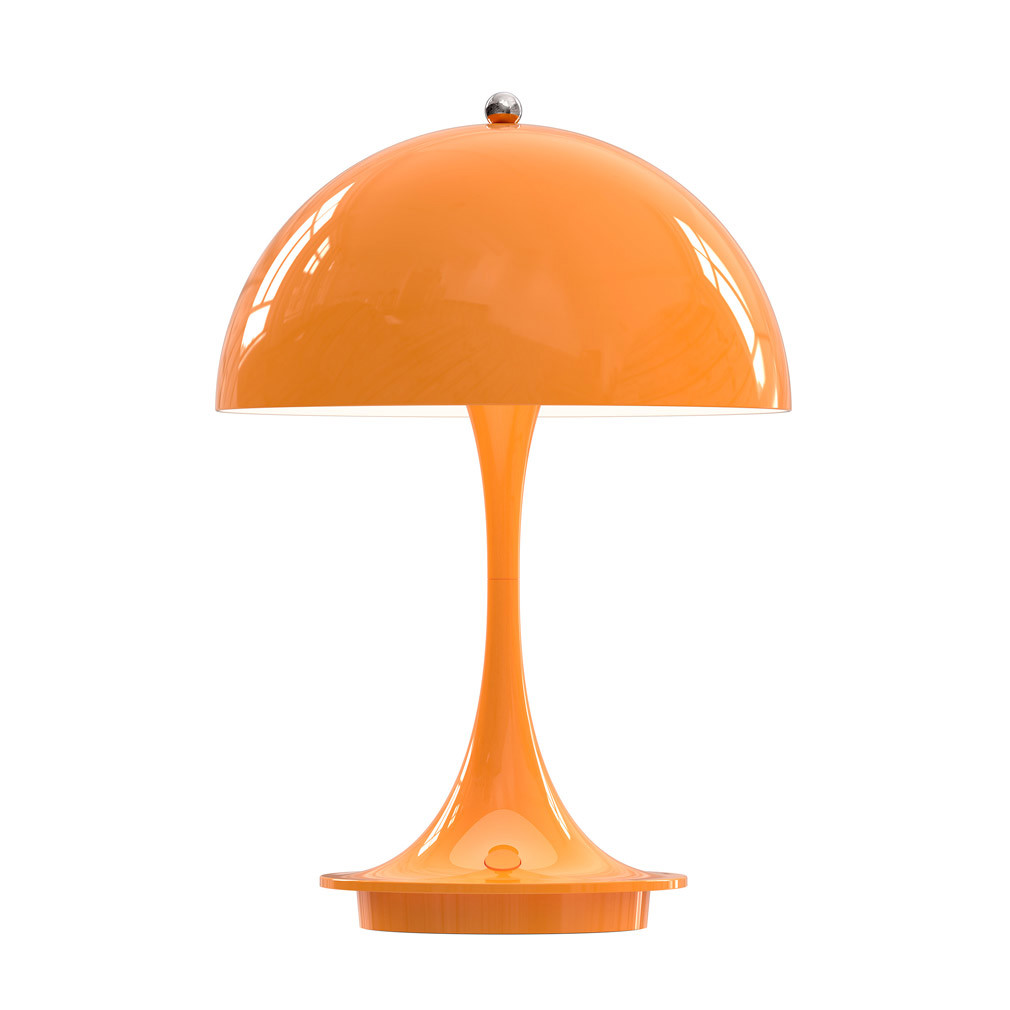 Louis Poulsen Panthella 160 Portable -pöytävalaisin oranssi metalli, ø 16 cm