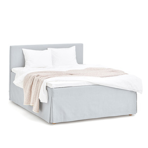 Aurea-sänky, 180 x 200 cm, Basic-pääty / Full-Skirt Caleido-kangas light grey