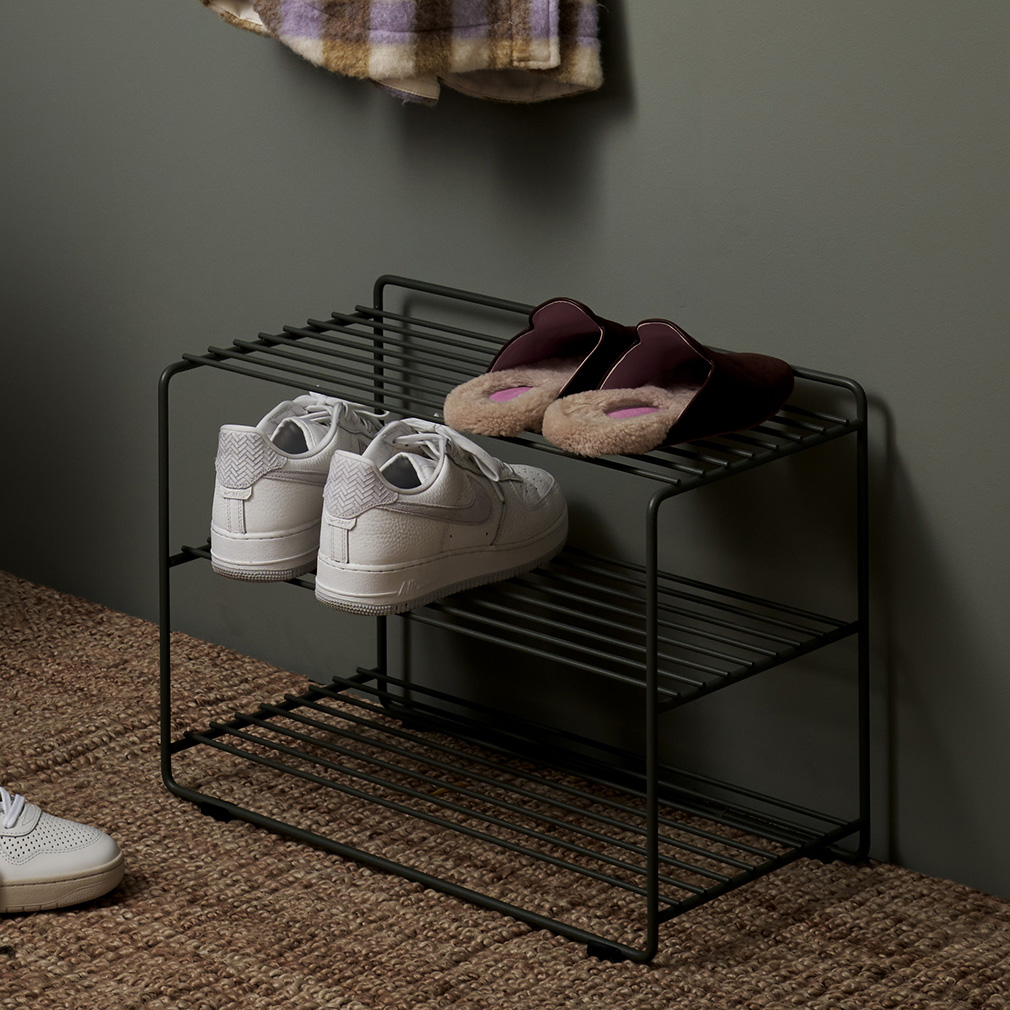 Green metal shoe rack online