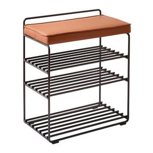 Lower East Seat Shoe Shelf, Black/Cognac