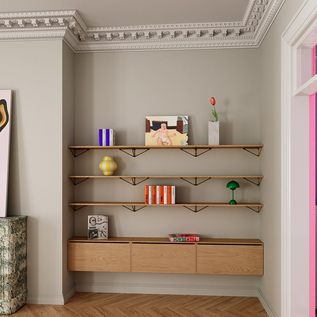 Maze Pythagoras XS shelf with brackets, dusty apricot | Pre