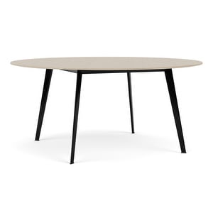 JW160-pöytä, valkotammiviilu/musta, ø 160 cm
