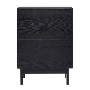 Laine Bedside Table, Black Ash / Black, H 55 cm