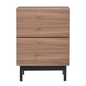 Laine Bedside Table, Walnut/Black, H 55 cm