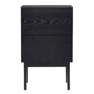 Laine Bedside Table, Black Ash / Black, H 65 cm