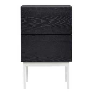 Laine Bedside Table, Black Ash/White, H 65 cm