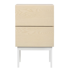 Laine Bedside Table, White Lacquered Ash, H 65 cm