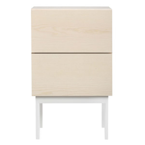 Laine Bedside Table, White Lacquered Ash, H 65 cm