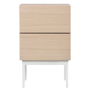 Laine Bedside Table, White Lacquered Oak, H 65 cm