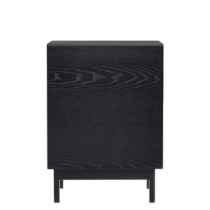 Laine Bedside Table, Black Ash / Black, H 55 cm