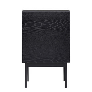 Laine Bedside Table, Black Ash / Black, H 65 cm