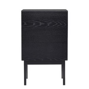 Laine Bedside Table, Black Ash / Black, H 65 cm