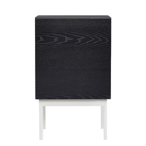 Laine Bedside Table, Black Ash / White, H 65 cm