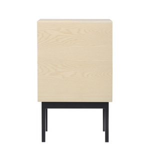 Laine Bedside Table, White Lacquered Ash / Black, H 65 cm