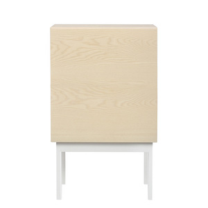 Laine Bedside Table, White Lacquered Ash / White, H 65 cm