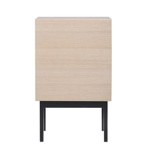 Laine Bedside Table, White Lacquered Oak / Black, H 65 cm