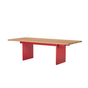 Modus-ruokapöytä, tammi/punainen, 200 x 90 cm