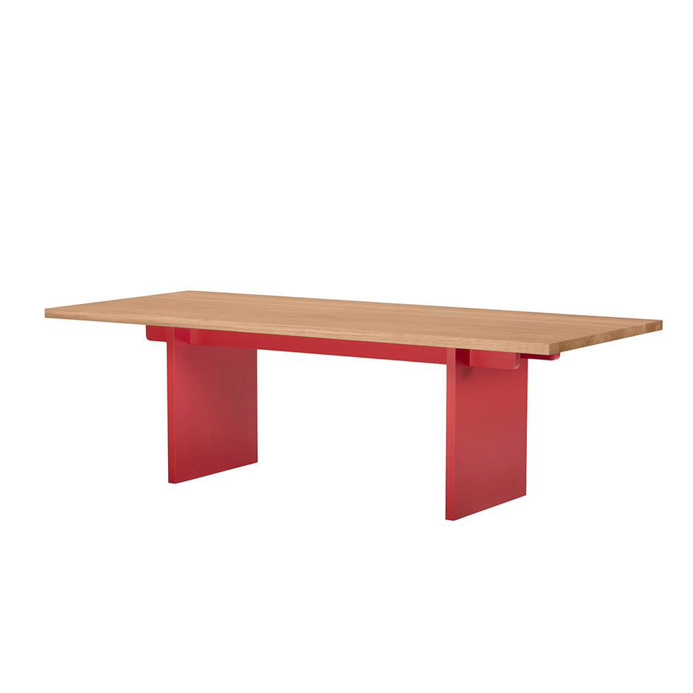 Muoto2 Modus-ruokapöytä tammi/punainen, 240 x 100 cm