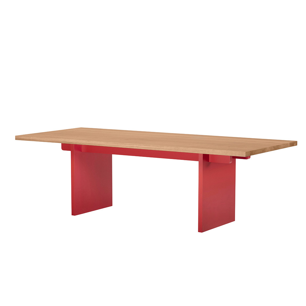 Muoto2 Modus-ruokapöytä tammi/punainen, 300 x 100 cm