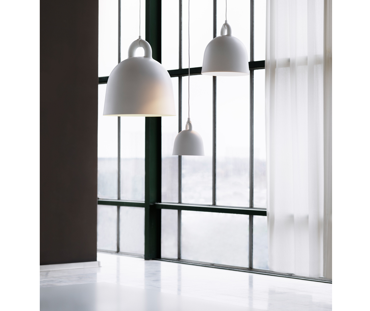 White bell discount pendant light