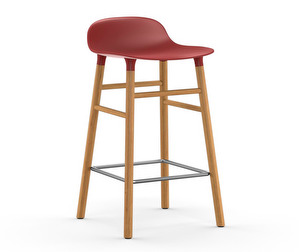 Form Bar Stool, Red/Oak