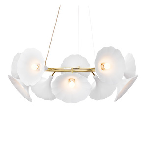 Petalii 10 Chandelier, White / Polished brass, ⌀ 100 cm
