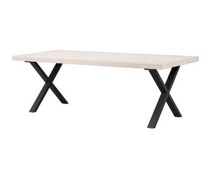 Brooklyn Extendable Dining Table, White Oiled Oak / Metal, 95 x 220 cm