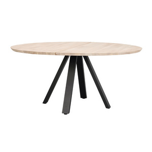 Carradale-ruokapöytä, valkoöljytty tammi/musta V-jalka, Ø 150 cm Carradale-ruokapöytä, valkoöljytty tammi/musta V-jalka, Ø 150 cm