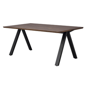 Carradale -jatkettava ruokapöytä, ruskea tammi/musta V-jalka, 170 x 100 cm