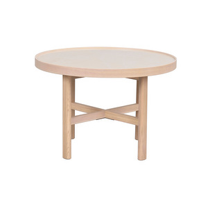 Marsden-sohvapöytä, valkolakattu tammi/beige keramiikka, Ø 60 cm