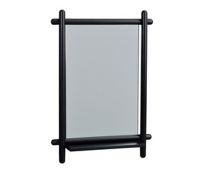 Milford Mirror with Shelf, Black Oak, 52 x 74 cm