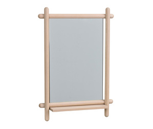 Milford Mirror with Shelf, White Lacquered Oak, 52 x 74 cm