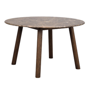 Taransay-ruokapöytä, ruskea tammi/ruskea marmori, Ø 125 cm