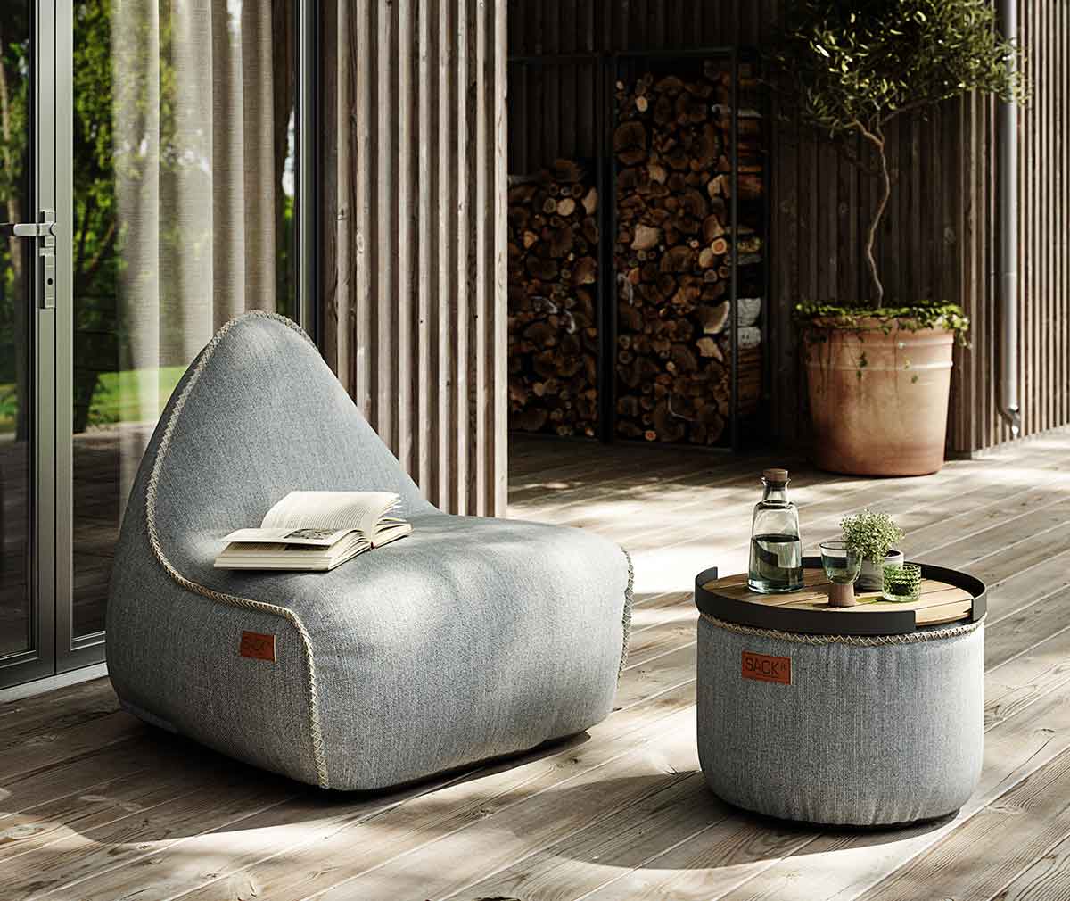 SACKit RETROit Cobana Bean Bag Chair Sand Melange Veps l inen