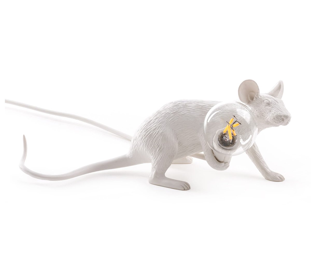 Seletti Mouse-pöytävalaisin valkoinen, makaava
