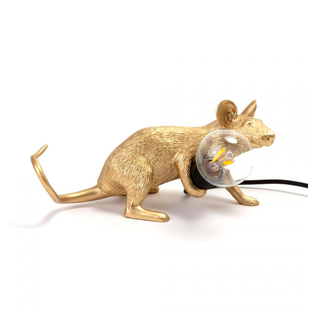 Seletti Mouse-pöytävalaisin kulta, makaava
